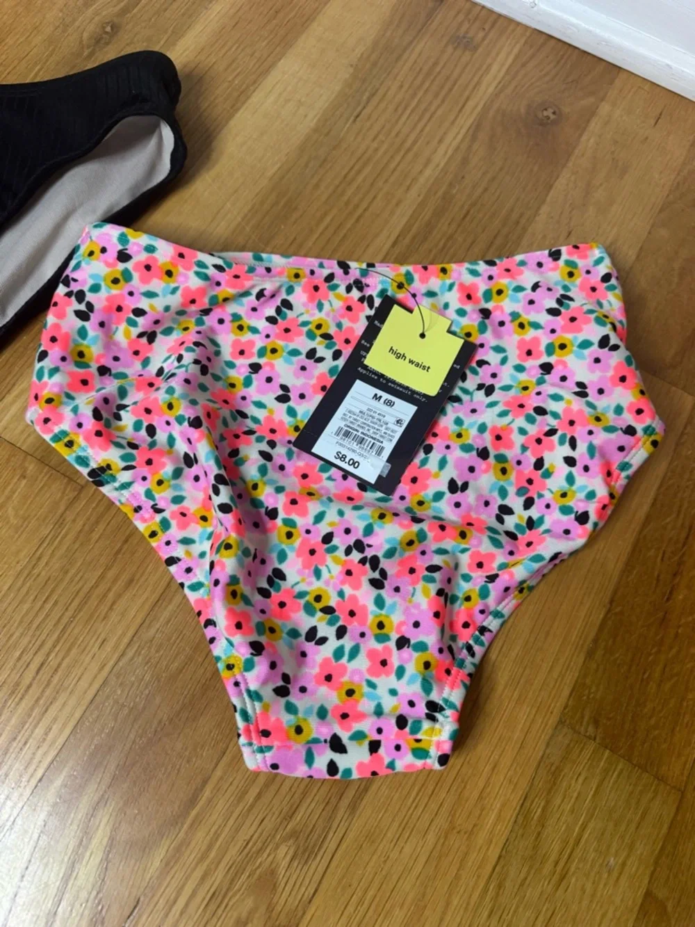 Art Class Bundle Girls’ Bikini Bottoms. Black and Floral. NWT. Size Medium (8)